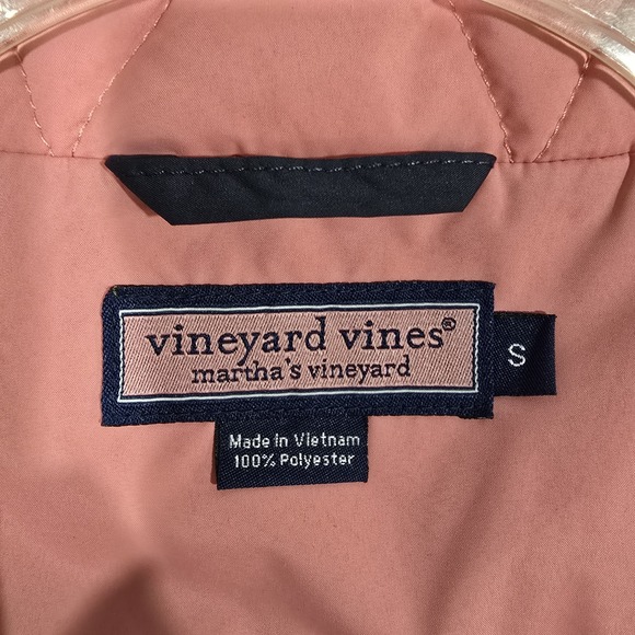 Vineyard Vines Women's Small Pink Puffer Vest Goose Down Zip Pockets - Picture 7 of 11